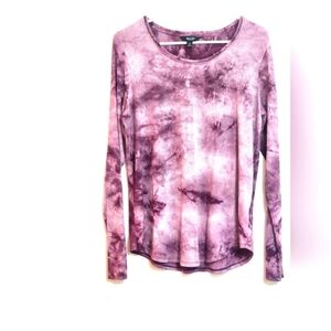 Simply Vera Vera Wang Puple Tie Dye Long Sleeve Top TUNIC Stretch Soft COTTON M